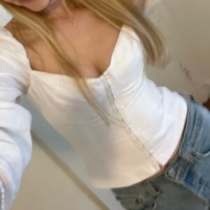 Wilfred Aritzia Linen Bustier Blouse Top with Hook Closure